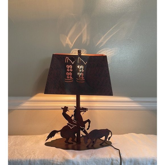 Western Cowboy Metal Lamp